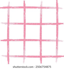 Vector hand drawn cute checkered pattern. cottagecore Doodle Plaid geometrical semitransparent simple texture. Crossing lines. Abstract cute delicate pattern.