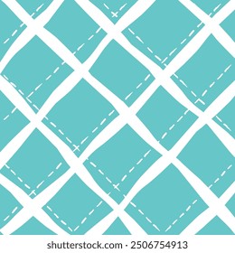 Vector hand drawn cute checkered pattern. Doodle Plaid geometrical dry brush texture. Uneven double crossing lines. Abstract cute delicate pattern ideal for fabric, textile, wallpaper