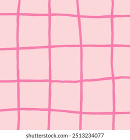 Vector hand drawn cute checkered pattern. Doodle Plaid geometrical simple texture. Crossing lines. Abstract cute delicate pattern ideal for fabric, textile, wallpaper.