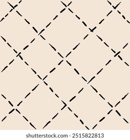 Vector hand drawn cute checkered pattern. Doodle Plaid geometrical simple texture. Crossing lines. Abstract cute delicate pattern ideal for fabric, textile, wallpaper.