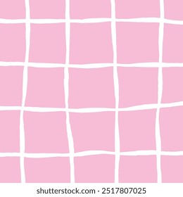 Vector hand drawn cute checkered pattern. Doodle Plaid geometrical simple texture. Crossing lines. Abstract cute delicate pattern ideal for fabric, textile, wallpaper.