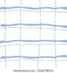 Vetor mão desenhado bonito padrão quadriculado. Textura de pincel seco geométrico xadrez. Linhas duplas irregulares. Abstrato bonito delicado padrão ideal para tecido, têxtil, papel de parede