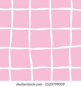 Vector hand drawn cute checkered pattern. Doodle Plaid geometrical simple texture. Crossing lines. Abstract cute delicate pattern ideal for fabric, textile, wallpaper.