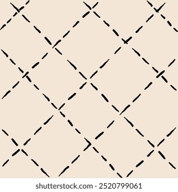 Vector hand drawn cute checkered pattern. Doodle Plaid geometrical simple texture. Crossing lines. Abstract cute delicate pattern ideal for fabric, textile, wallpaper.