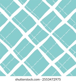 Vector hand drawn cute checkered pattern. Doodle Plaid geometrical dry brush texture. Uneven double crossing lines. Abstract cute delicate pattern ideal for fabric, textile, wallpaper