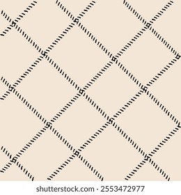 Vector hand drawn cute checkered pattern. Doodle Plaid geometrical simple texture. Crossing lines. Abstract cute delicate pattern ideal for fabric, textile, wallpaper.