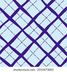 Vector hand drawn cute checkered pattern. Doodle Plaid geometrical dry brush texture. Uneven double crossing lines. Abstract cute delicate pattern ideal for fabric, textile, wallpaper