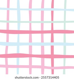 Vector hand drawn cute checkered pattern. Doodle Plaid geometrical simple texture. Crossing lines. Abstract cute delicate pattern ideal for fabric, textile, wallpaper.