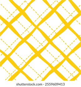 Vector hand drawn cute checkered pattern. Doodle Plaid geometrical dry brush texture. Uneven double crossing lines. Abstract cute delicate pattern ideal for fabric, textile, wallpaper