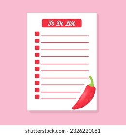 vector hand drawn cute chili fruit to do list template