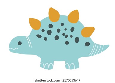 Vector hand drawn cute dinosaur. Colorful Dino for icon, banner, logo, print, card, gift, fabric, web, label, advertising, card, fabric. Childish illustrations. Cartoon.