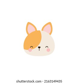 Vector hand drawn cute dog. Kawaii animal on a white background. Print for children's clothing, wallpaper, textile, poster.
