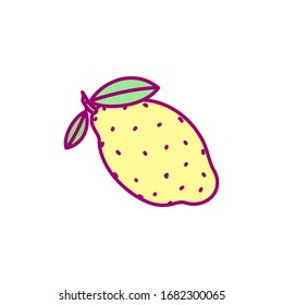 vectorial mano dibujado lindo clip de fruta arte limón