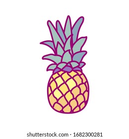 vector hand drawn cute fruit clip art. pineapple