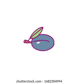 vector hand drawn cute fruit clip art. plum
