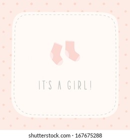 Vector hand drawn cute greeting card It's a girl!