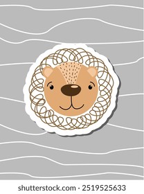 Vector hand drawn cute lion for stickers, greeting card, poster, invitation, print design	