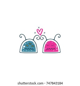 Vector hand drawn cute monsters. Print, illustration, elements for design and other.
