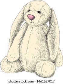 Vector hand drawn Cute soft bunny. clip art for baby cards, invitations, baby products advertising, post cards and posters.