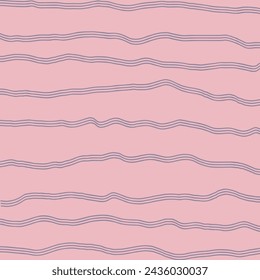 Vector hand drawn cute striped pattern. Doodle Plaid geometrical simple wavy texture. double wavy lines. Abstract cute delicate pattern ideal for fabric, textile, wallpaper.
