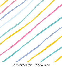 Vektorgrafik Handgezeichnetes niedliches Streifenmuster. Doodle Plaid geometrische einfache Textur. ungleichmäßige schlampige Linien. Abstraktes niedliches zartes Muster, ideal für Stoff, Textil, Bildschirmhintergrund