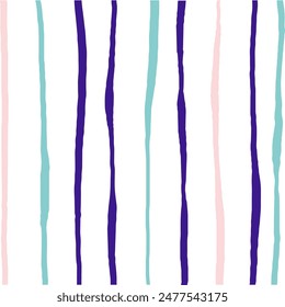 Vector hand drawn cute striped pattern. Doodle Plaid geometrical simple texture. uneven sloppy lines. Abstract cute delicate pattern ideal for fabric, textile, wallpaper