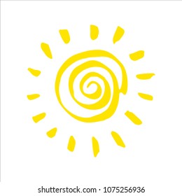 Vector hand drawn cute Sun icons. Weather and forecast symbols. Child illustration.