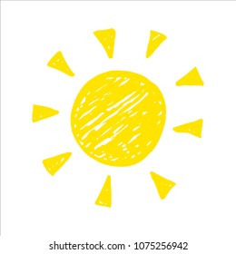 Vector hand drawn cute Sun icons. Weather and forecast symbols. Child illustration.