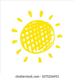 Vector hand drawn cute Sun icons. Weather and forecast symbols. Child illustration.
