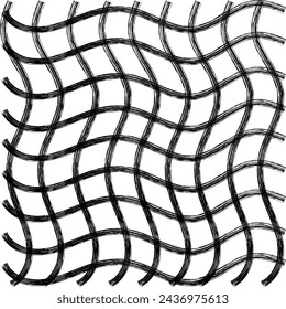 Vector hand drawn cute wavy checkered pattern. Doodle Plaid brush crayon simple texture. Crossing squiggle  lines. Abstract cute delicate pattern ideal for fabric