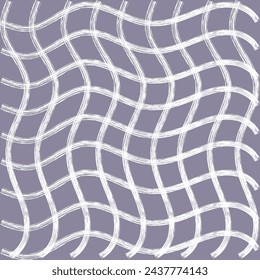 Vector hand drawn cute wavy checkered pattern. Doodle Plaid brush crayon simple texture. Crossing squiggle  lines. Abstract cute delicate pattern ideal for fabric