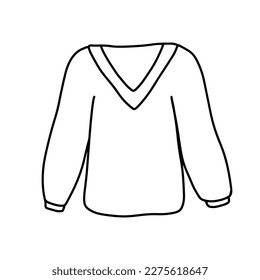 Vector hand drawn cute winter sweater doodle icon. Sketch outline illustration isolated on white.