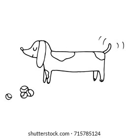 Vector hand drawn dachshund dog silhouette