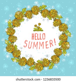 Vector hand drawn dandelion frame. Suitable for decoration greeting cards for the Christmas and winter holidays.