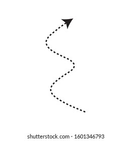 Vector hand drawn dashed arrow editable stroke. Isolated on white background
