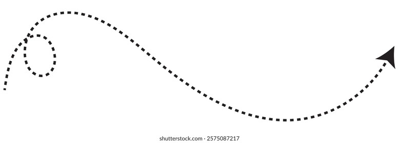 Vector hand drawn dashed arrow editable stroke. Isolated on white background . 1176