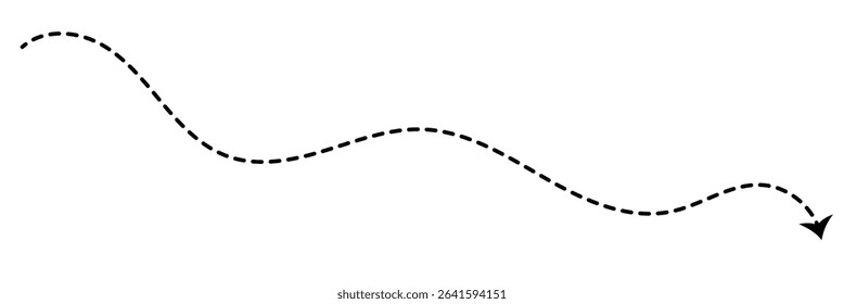 Vector hand drawn dashed arrow editable stroke. Isolated on white background design EPS 10  . Vector Illustration . 