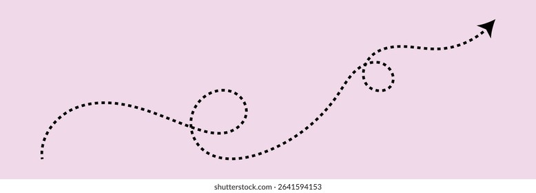 Vector hand drawn dashed arrow editable stroke. Isolated on white background design EPS 10  . Vector Illustration . 