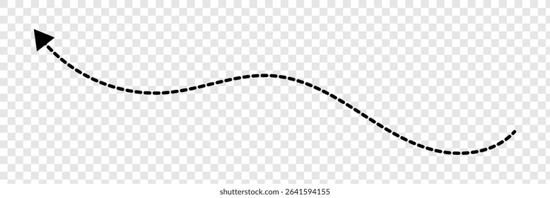 Vector hand drawn dashed arrow editable stroke. Isolated on white background design EPS 10  . Vector Illustration . 