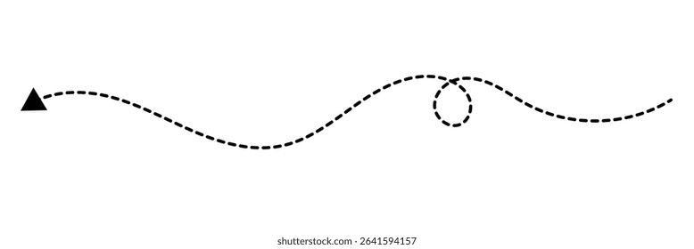 Vector hand drawn dashed arrow editable stroke. Isolated on white background design EPS 10  . Vector Illustration . 