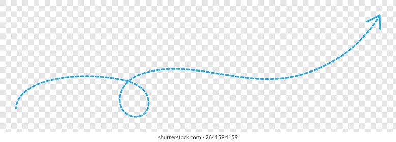 Vector hand drawn dashed arrow editable stroke. Isolated on white background design EPS 10  . Vector Illustration . 