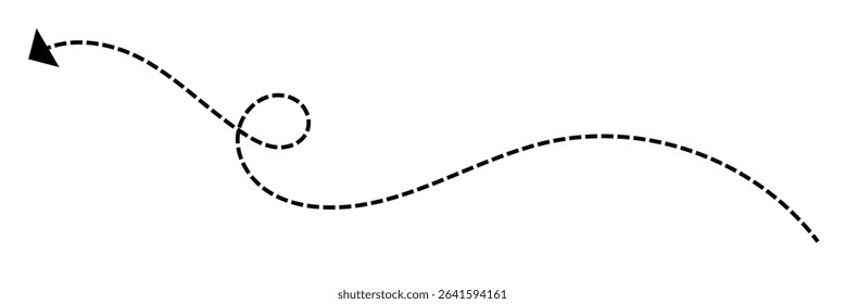 Vector hand drawn dashed arrow editable stroke. Isolated on white background design EPS 10  . Vector Illustration . 