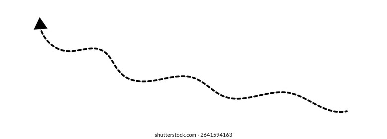 Vector hand drawn dashed arrow editable stroke. Isolated on white background design EPS 10  . Vector Illustration . 