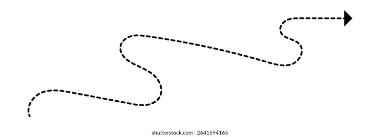 Vector hand drawn dashed arrow editable stroke. Isolated on white background design EPS 10  . Vector Illustration . 