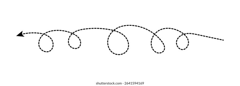 Vector hand drawn dashed arrow editable stroke. Isolated on white background design EPS 10  . Vector Illustration . 