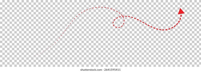 Vector hand drawn dashed arrow editable stroke. Isolated on white background design EPS 10  . Vector Illustration . 