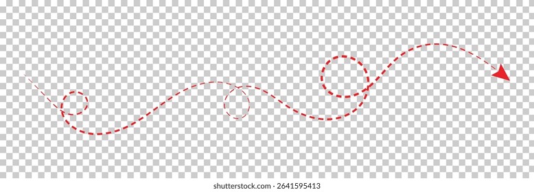 Vector hand drawn dashed arrow editable stroke. Isolated on white background design EPS 10  . Vector Illustration . 