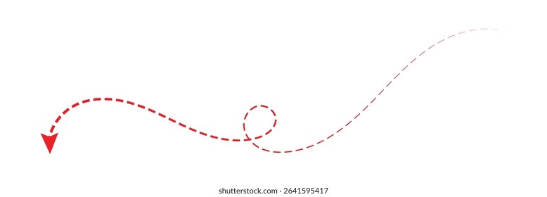 Vector hand drawn dashed arrow editable stroke. Isolated on white background design EPS 10  . Vector Illustration . 