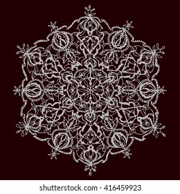 vector hand drawn deco mandala monochrome decorative