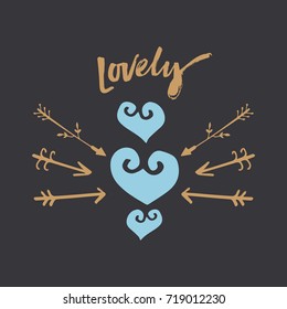 Vector hand drawn decor elements. Poster, postcard, print, sticker, label and other.
